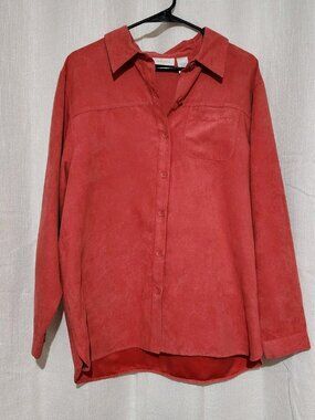Studio Works Women's Blouse Long Sleeve Button Up Orange Size Large